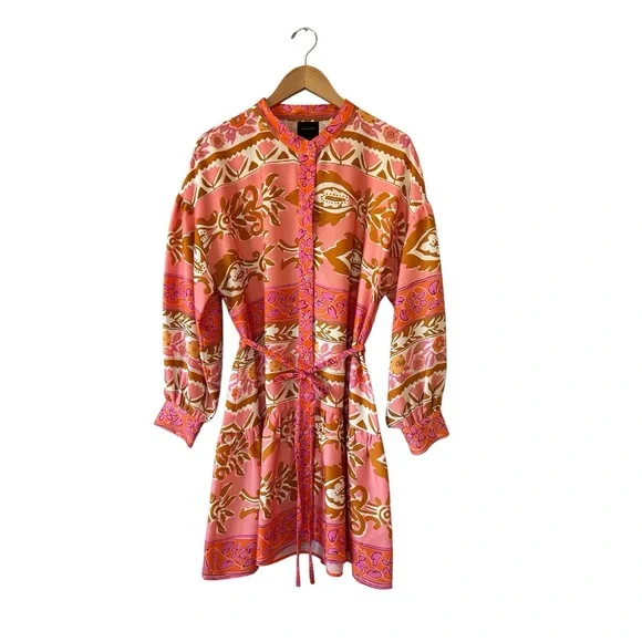 ALEX MARIE Wren Pink Orange Floral Long Sleeve Boho Dress Sz 18 NWT Retro Print - Picture 2 of 13